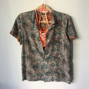 Maison Scotch Tiger Print Short Sleeve Button Down